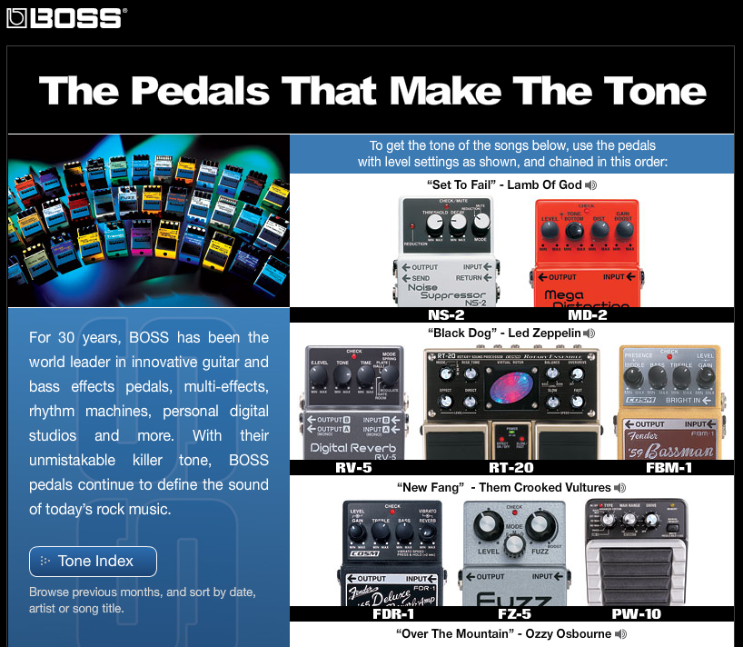 Boss tone index